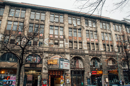 Berlin, Germany. December 11, 2007, Berlin Tacheles building showcasing urban decay and street artのeditorial素材