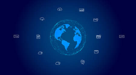 Global network connection. World map point and line composition concept of global business. Vector Illustrationのイラスト素材