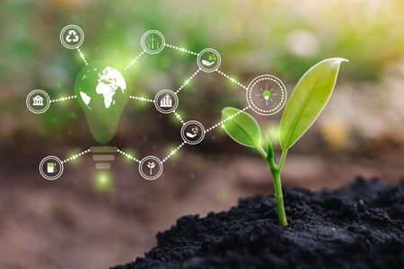 ESG icon concept circulating environment, society and governance. Esg. in sustainable business on...