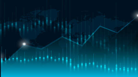 Financial stock market graphs and chart. Digital illustration Vectorのイラスト素材