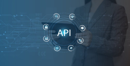 API - Application Programming Interface on the virtual screen. Business, modern technology and internet concept.の写真素材