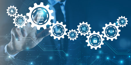 Business, Technology, Internet and network concept. Digital Banking content planning advertising strategy concept.の写真素材