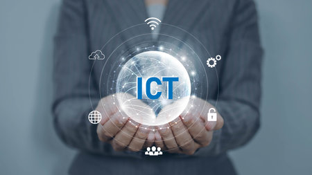 Businessman on blurred background using digital tablet with IOT 3D rendering