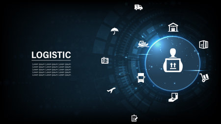 Logistic management concept. The complex process of planning, organizing and controlling resources to meet the needs of customers. The efficient flow and storage of goods,のイラスト素材