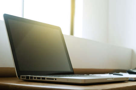 Close up laptop on the table.