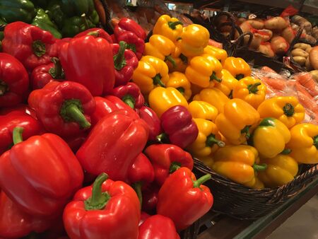 Red and Yellow sweet pepperの写真素材