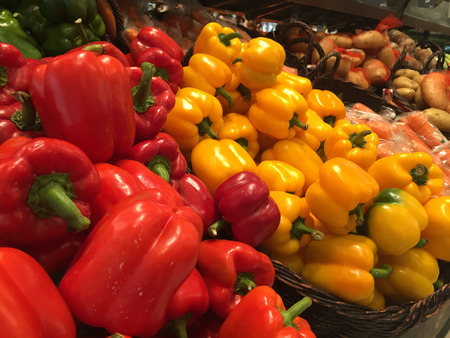 Red and Yellow sweet pepperの写真素材