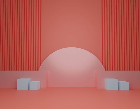 3d rendering of geometric forms. Glossy luxury podium for your design.