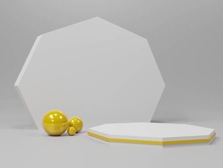 3d abstract minimal geometric forms. Glossy luxury podium for your design. Pastel color scene for show product. Fashion show stage, shopfront. Empty scene for cosmetic.の写真素材