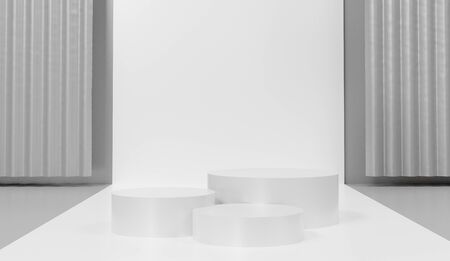 3d abstract minimal geometric forms. Glossy luxury podium for your design. Pastel color scene for show product. Fashion show stage, shopfront. Empty scene for cosmetic.の写真素材