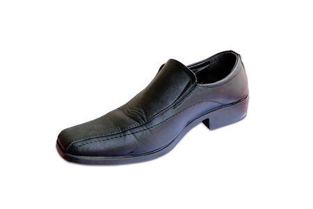Side view of Men Court shoes or Loafers isolated on a white background. Fashion Men's leather shoes.の写真素材