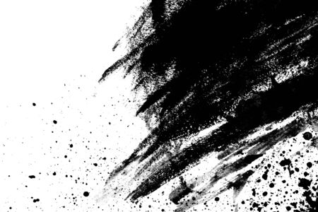 Abstract black ink texture Japan style on a white background. Water color splash. Hand brush ink on...