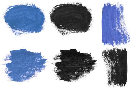 Abstract set of brush ink texture Japan style on a white background. Water color splash. Hand brush ink on white paper.の写真素材