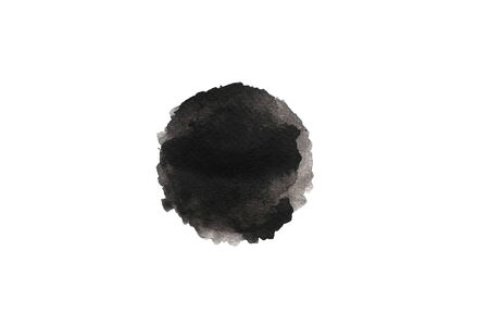 Abstract Black grey watercolor circle shape by hand painting on a white background. Watercolor brush stroke paintedの写真素材