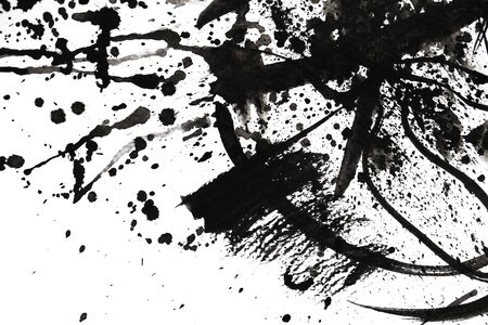 Abstract black ink texture Japan style on a white background. Water color splash. Hand drawing ink...