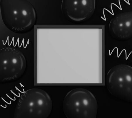 3d abstract minimal geometric forms. Minimalist Black theme background. Dark cube pattern texture.