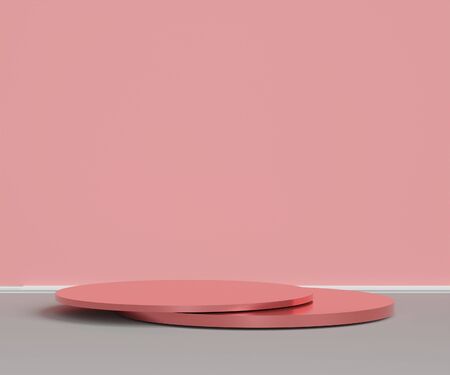 3d abstract minimal geometric forms. Glossy luxury podium for your design. Fashion show stage,pedestal, shopfront in colorful theme. Empty scene for cosmetic show and mock up.の写真素材