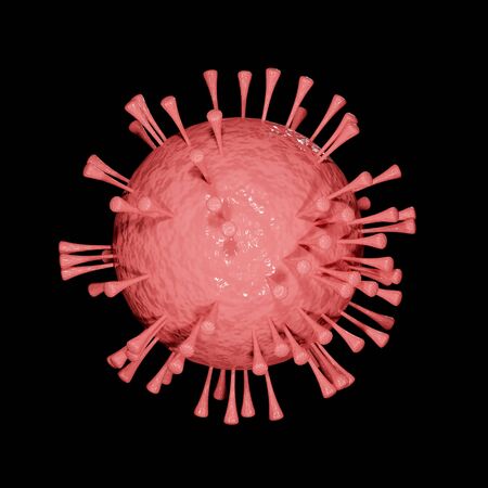 3d render of Corona virus isolated on black background that causing the infection of MERS, influenza and SARS that outbreak around the world. COVID-19 virus that pandemic medical risk for human lung.の写真素材