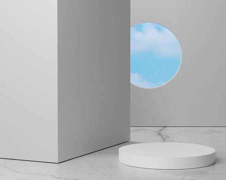 3d abstract minimal geometric forms. Glossy luxury podium for your design. Fashion show stage, shopfront. Empty scene for cosmetic. Minimalist Black theme background.の写真素材