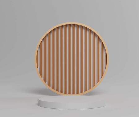 3d abstract minimal geometric forms. Glossy luxury podium with simple geometric forms for your design . Art decor elements. Sophisticated and Minimalist idea concept.の写真素材