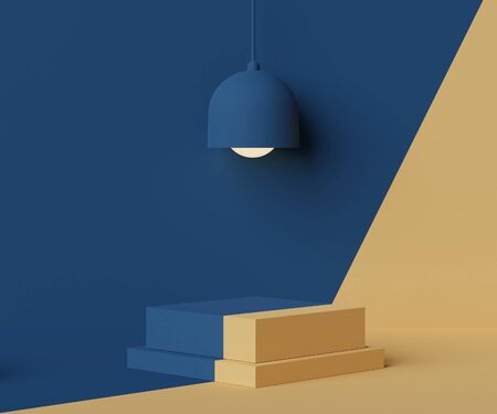 3d abstract minimalist geometric forms. Luxury podium display for your design. Fashion show stage,pedestal, shopfront with colorful theme. Empty scene for  product presentation.の写真素材