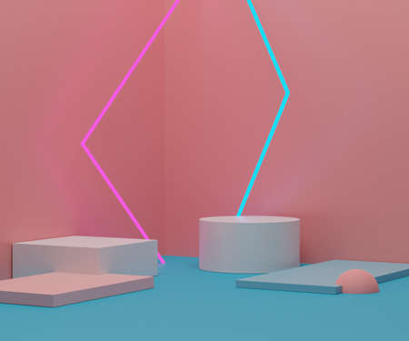 3d render scene of minimal Podium for display products with pastel theme. Abstract empty background for cosmetic advertising in clean design.の写真素材