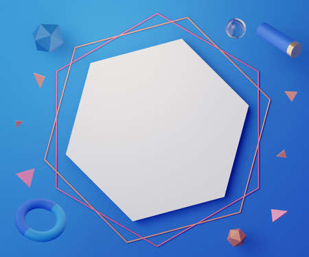 3d render top view of abstract geometric shapes for mock up and display products in fashion...