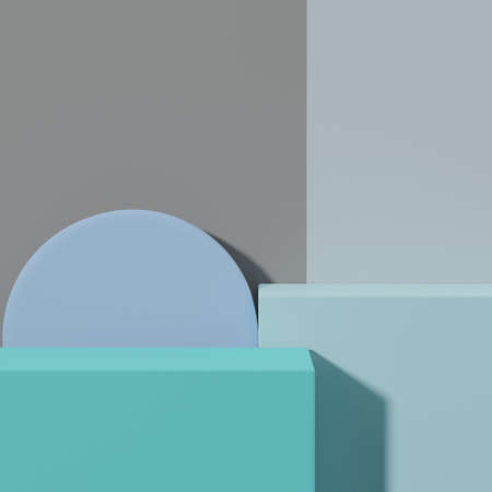 3d rendering of empty Podium in pastel color. Blank pedestal and shopfront with clean design. Minimal scene for  product display. Abstract stand background for cosmetic advertising.の写真素材