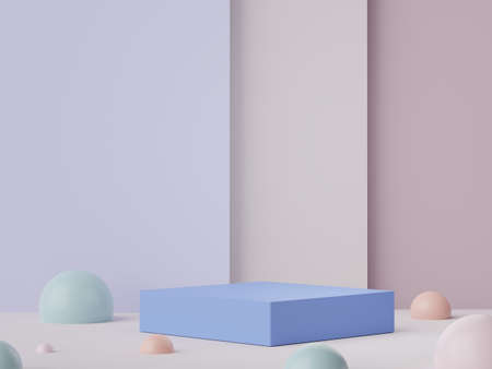 3d rendering of minimal scene of white blank podium with earth tones color theme. Display stand for product presentation mock up and cosmetic advertising. Cylinder stage in ornament simple design.の写真素材