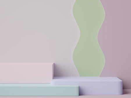 3d rendering of minimal scene of white blank podium with earth tones color theme. Display stand for product presentation mock up and cosmetic advertising. Cylinder stage in ornament simple design.の写真素材