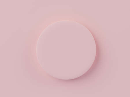 3d render top view of pink blank cylinder frame for mock up and display products with pastel background. Creative idea concept.の写真素材