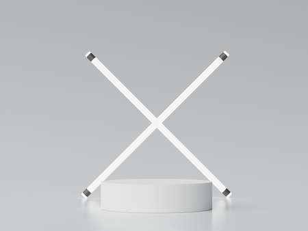 3d Earth tone minimal podium with geometric shapes for mock up and showing products. Display stand...