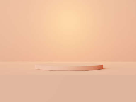 3d render of Abstract minimal  display podium for showing products, cosmetic presentation and mock up. Showcase scene with pastel earth tone background.の写真素材
