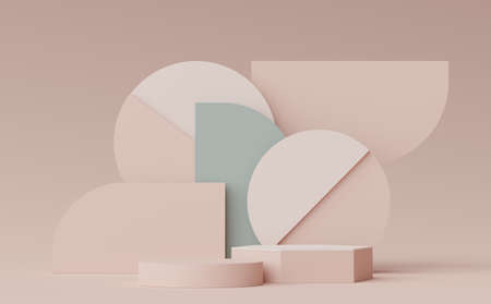 3d render of Abstract minimal  display podium for showing products, cosmetic presentation and mock...