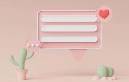 3d render of minimal talking bar banner or icon bubble comment with blank copy space in pastel earth...