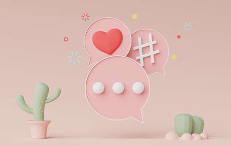 3d render of minimal talking bar banner or icon bubble comment in pastel earth tone background....