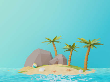 3d render of Abstract minimal  background for showing products or cosmetic presentation with summer beach scene. Summer time season with beach vacation concept.の写真素材