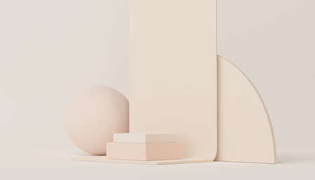 3d render of Abstract minimal  display podium for showing products, cosmetic presentation and mock...