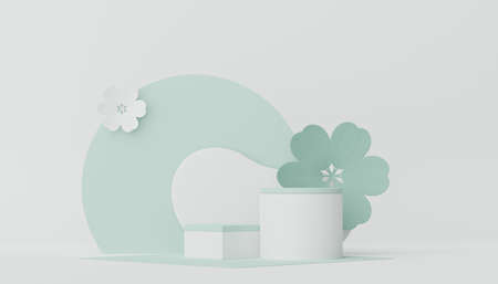 3d render of minimal display podium design for mock up and product presentation. Pedestal stage with pastel color scene. Trendy designの写真素材