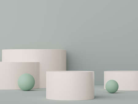 3d render of minimal display podium design for mock up and product presentation. Pedestal stage with pastel color scene. Trendy designの写真素材