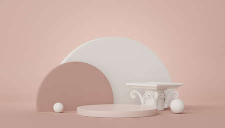 3d render of minimal display podium design for mock up and product presentation. Pedestal stage with pastel color scene. Trendy designの写真素材