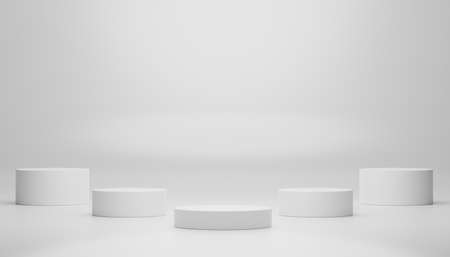 3d render of minimal display podium design for mock up and product presentation. Pedestal stage with white marble color scene. Trendy designの写真素材