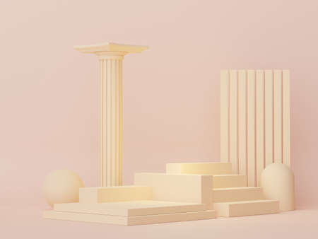 3d render of minimal display podium design for mock up and product presentation. Pedestal stage with pastel color scene. Trendy designの写真素材
