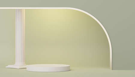 3d render of minimal display podium design for mock up and product presentation. Pedestal stage with pastel color scene. Trendy designの写真素材