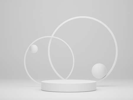 3d render of minimal display podium design for mock up and product presentation. Pedestal stage with white marble color scene. Trendy designの写真素材