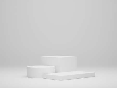 3d render of minimal display podium design for mock up and product presentation. Pedestal stage with white marble color scene. Trendy designの写真素材