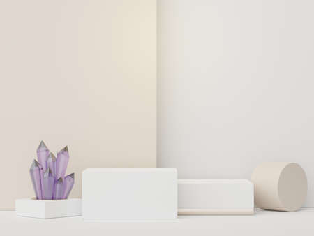 3d render of minimal display podium design for mock up and product presentation. Pedestal stage with pastel color scene. Trendy designの写真素材