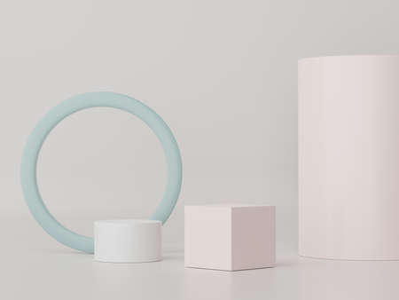 3d render of minimal display podium design for mock up and product presentation. Pedestal stage with pastel color scene. Trendy designの写真素材