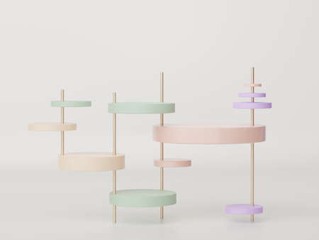 3d render of minimal display podium design for mock up and product presentation. Pedestal stage with pastel color scene. Trendy designの写真素材