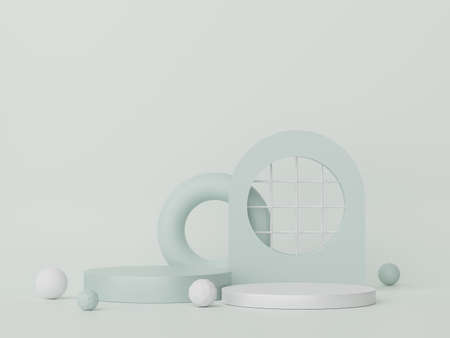 3d render of minimal display podium design for mock up and product presentation. Pedestal stage with pastel color scene. Trendy designの写真素材
